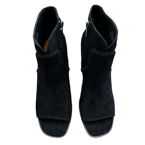 Lucky Brand Black Lureli Peep-Toe Platform Wedge Suede Bootie Size 7.5 - Picture 6 of 11